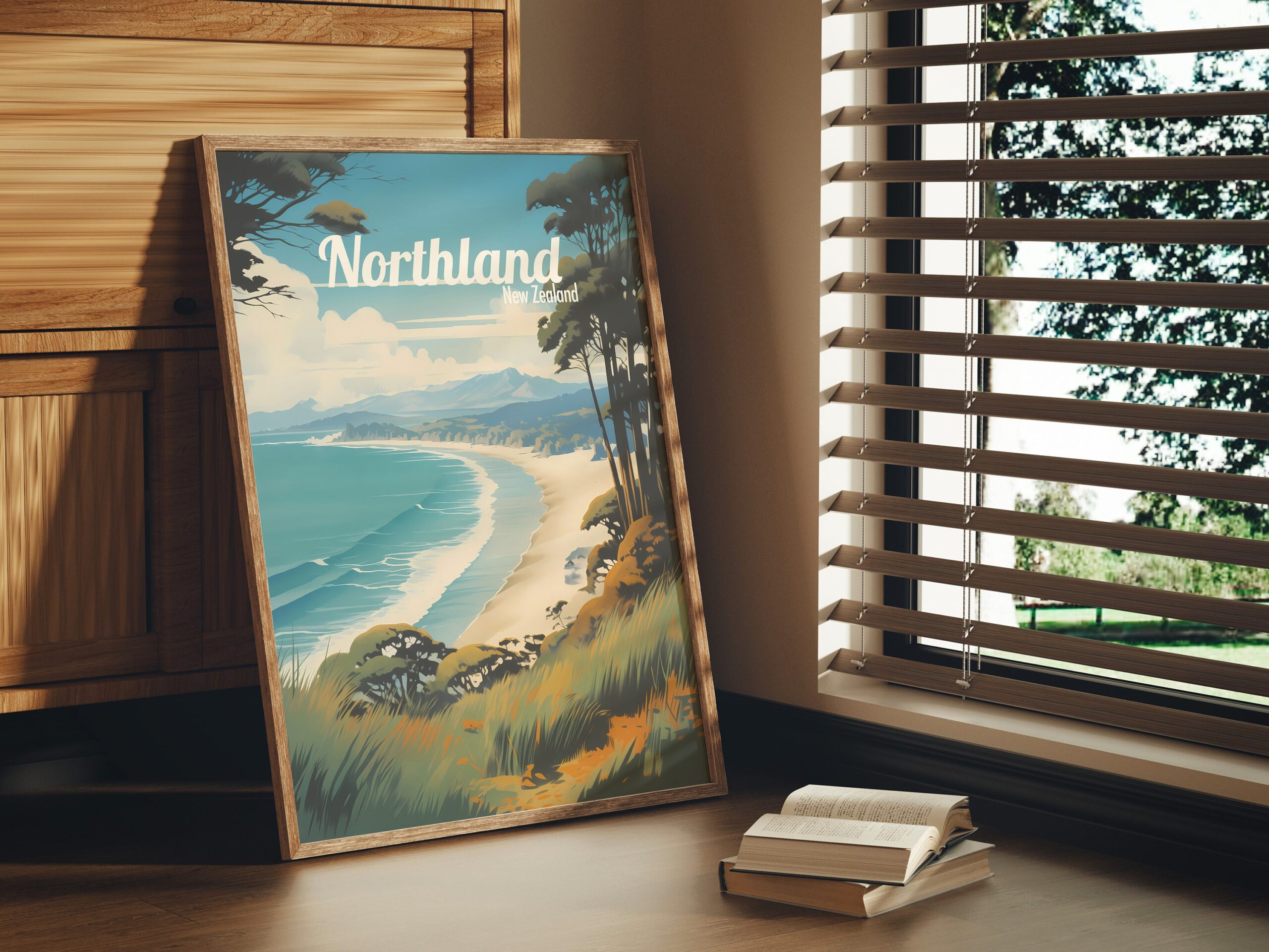 Poster Northland Beach print New Zealand Travel Poster Scenic Coastal Views Art Print Nature Wall Decor Adventure Northland Gifts