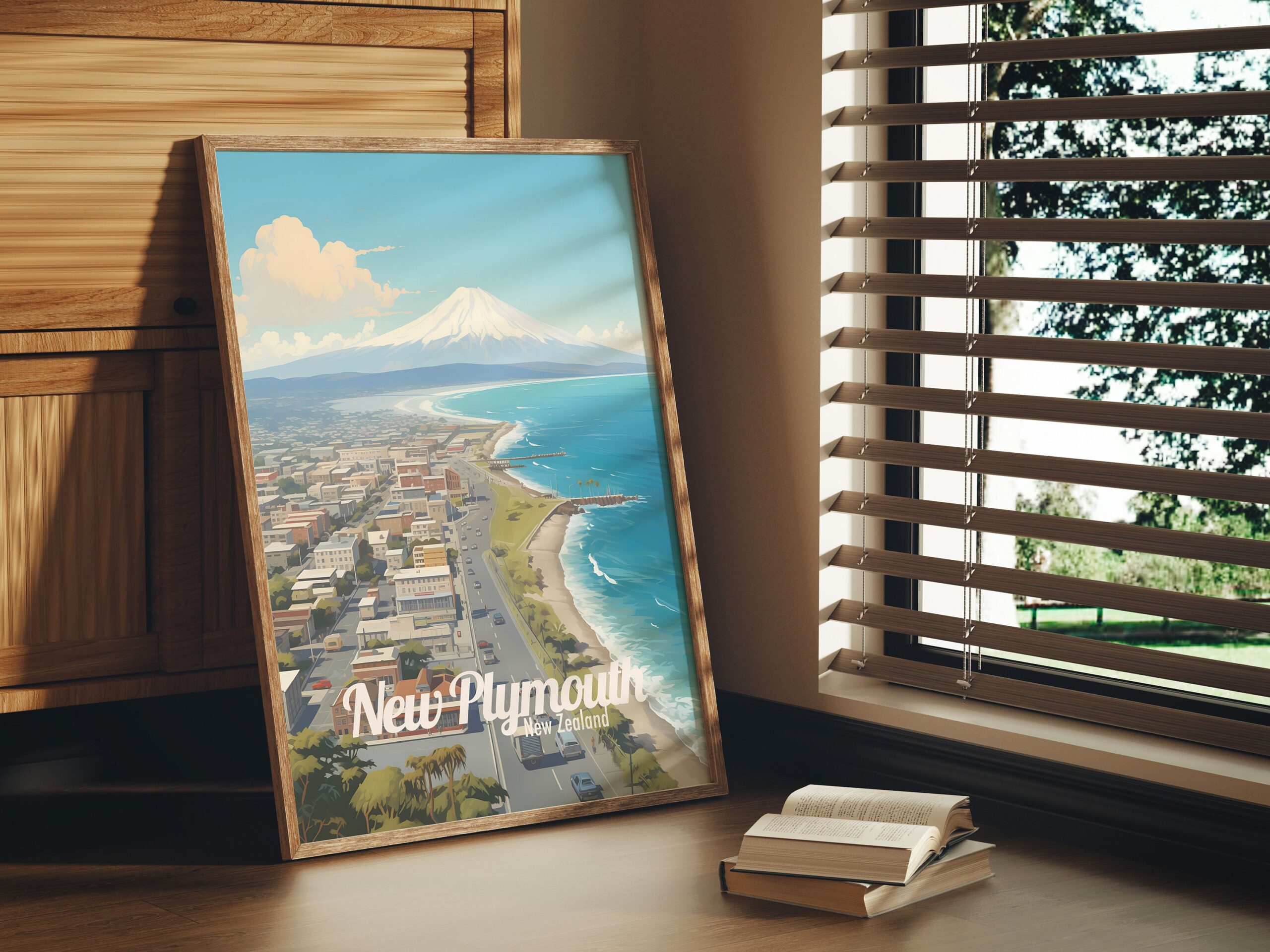 Poster New Plymouth print Taranaki New Zealand Travel Poster Scenic Coastal Views Art Print NZ Wall Decor Adventure Gifts