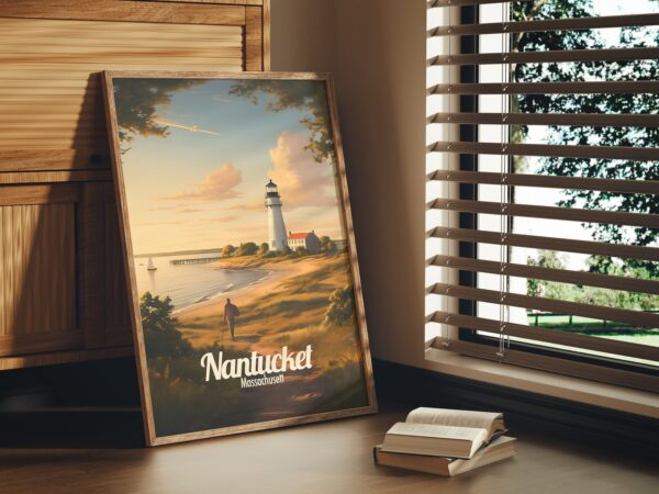 Poster Nantucket print Massachusetts Travel Poster Scenic Coastal Views Art Print Nature Wall Decor Adventure Gifts