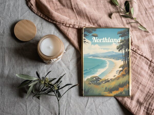 Poster Northland Beach print New Zealand Travel Poster Scenic Coastal Views Art Print Nature Wall Decor Adventure Northland Gifts