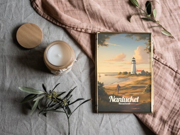 Poster Nantucket print Massachusetts Travel Poster Scenic Coastal Views Art Print Nature Wall Decor Adventure Gifts