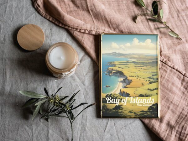 Poster Bay of Islands print Northland New Zealand Travel Poster Coastal Scenic Views Art Print NZ Wall Decor Beach Gifts