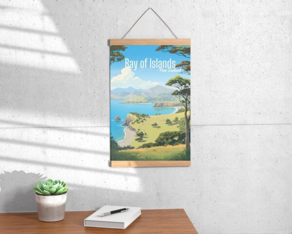 Poster Bay of Islands print Northland New Zealand Travel Poster Scenic Coastal Art Print NZ Wall Decor Adventure Beach Gifts