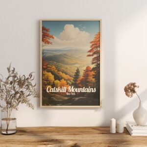 Poster Catskill Mountains print New York Travel Poster Scenic Hiking Art Print Mountain Nature Wall Decor Adventure Gifts