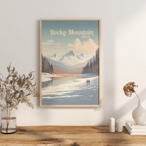 Poster Rocky Mountain print Alberta Travel Poster Scenic Nature Views Art Print Wall Decor Adventure Gifts