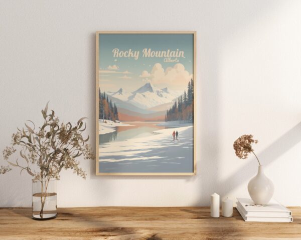 Poster Rocky Mountain print Alberta Travel Poster Scenic Nature Views Art Print Wall Decor Adventure Gifts