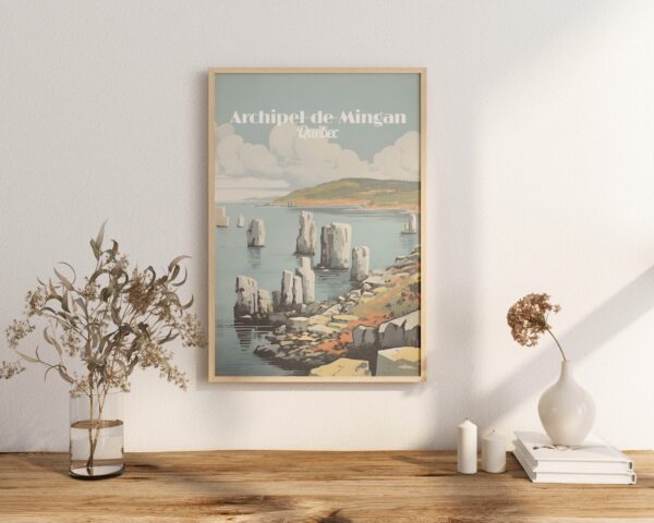 Poster Archipel de Mingan print Quebec Travel Poster Côte-Nord Coastal Beauty Art Print Canada Wall Decor Nature Adventure Gifts