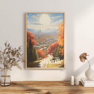 Poster Asheville print North Carolina Travel Poster Scenic Mountain Views Art Print Nature Wall Decor Adventure Gifts