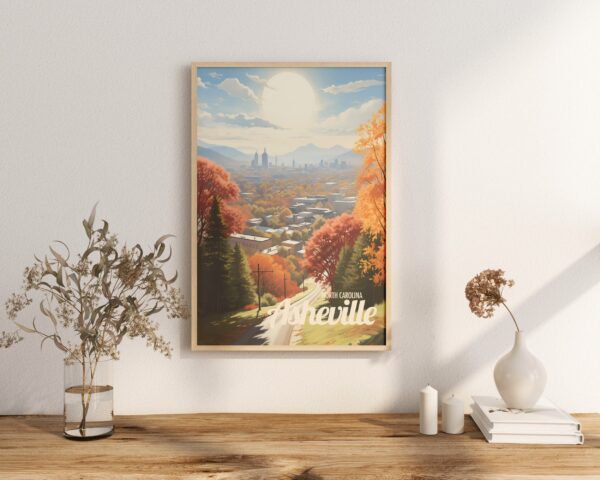 Poster Asheville print North Carolina Travel Poster Scenic Mountain Views Art Print Nature Wall Decor Adventure Gifts