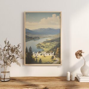 Poster Lake Placid print New York Travel Poster Scenic Mountain Views Art Print Nature Wall Decor Adventure Gifts