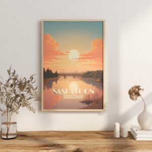 Poster Saskatoon print Saskatchewan Travel Poster Scenic City Views Art Print Wall Decor Adventure Gifts