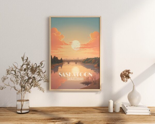 Poster Saskatoon print Saskatchewan Travel Poster Scenic City Views Art Print Wall Decor Adventure Gifts