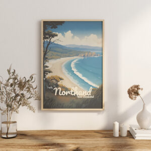 Poster Northland Beach print Northland New Zealand Travel Poster Scenic Coastal Views Art Print Nature Wall Decor Adventure Gifts