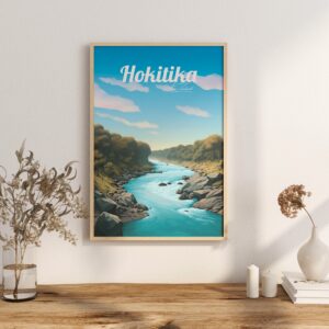 Poster Hokitika print West Coast New Zealand Travel Poster Scenic Coastal Views Art Print NZ Wall Decor Adventure Gifts