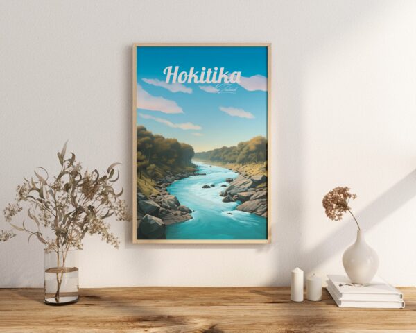 Poster Hokitika print West Coast New Zealand Travel Poster Scenic Coastal Views Art Print NZ Wall Decor Adventure Gifts