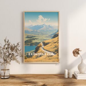 Poster Roys Peak Track print Otago New Zealand Travel Poster Scenic Mountain Views Art Print Wall Decor Adventure Gifts