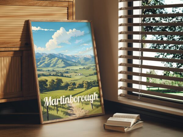 Poster Martinborough print Wellington New Zealand Travel Poster Wine Country Scenic Art Print Nature Wall Decor Adventure Gifts