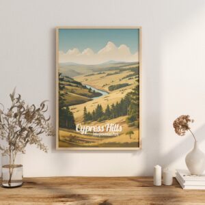 Poster Cypress Hills print Alberta-Saskatchewan Interprovincial Park Travel Poster Scenic Nature Art Print Canada Wall Decor Gifts