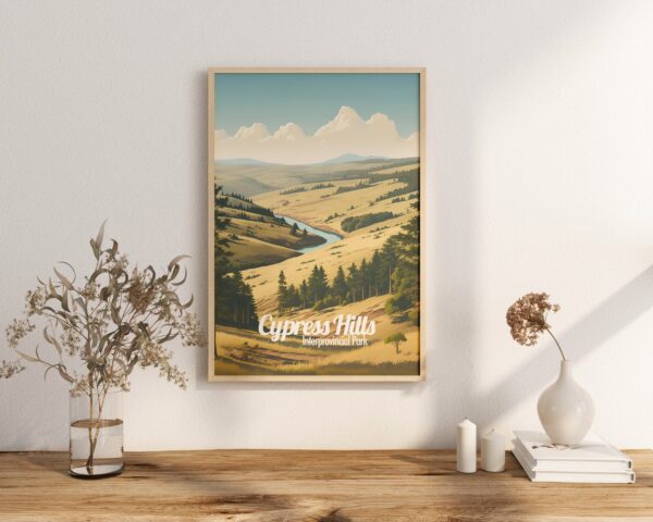 Poster Cypress Hills print Alberta-Saskatchewan Interprovincial Park Travel Poster Scenic Nature Art Print Canada Wall Decor Gifts