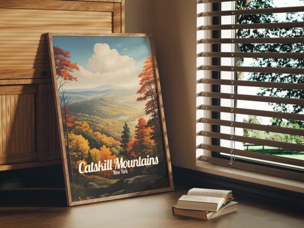 Poster Catskill Mountains print New York Travel Poster Scenic Hiking Art Print Mountain Nature Wall Decor Adventure Gifts