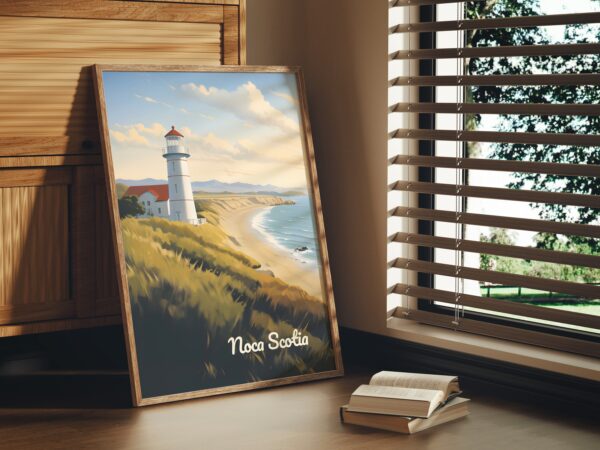 Poster Nova Scotia Lighthouse print Nova Scotia Travel Poster Scenic Coastal Views Art Print Nature Wall Decor Adventure Gifts