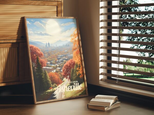 Poster Asheville print North Carolina Travel Poster Scenic Mountain Views Art Print Nature Wall Decor Adventure Gifts