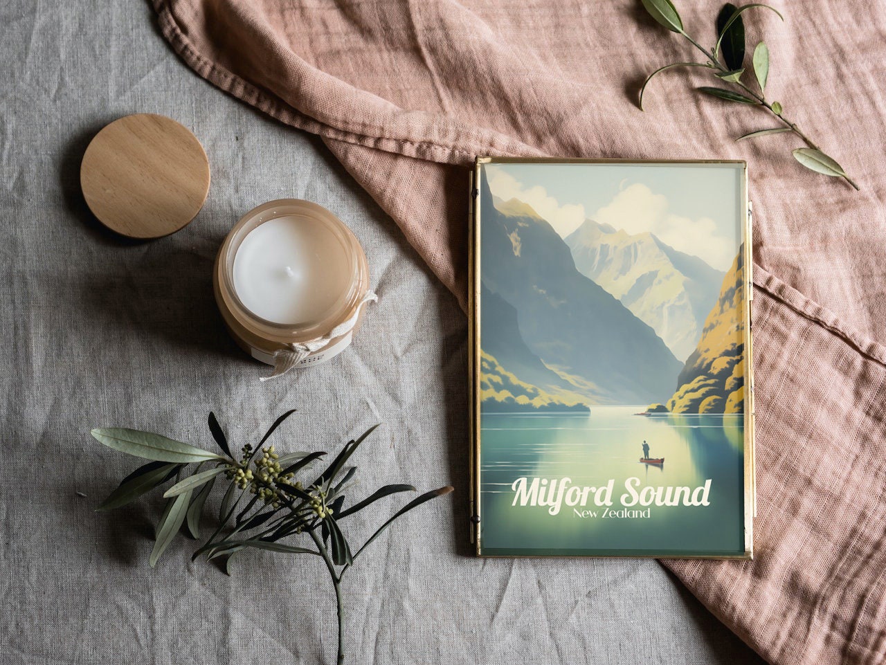 Poster Milford Sound print Fiordland New Zealand Travel Poster Scenic Fjord Views Art Print Nature Wall Decor Adventure Gifts