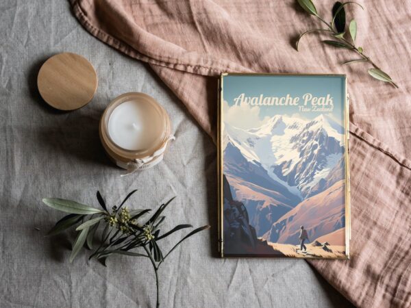 Poster Avalanche Peak print Canterbury New Zealand Travel Poster Scenic Hiking Views Art Print Wall Decor Adventure Gifts