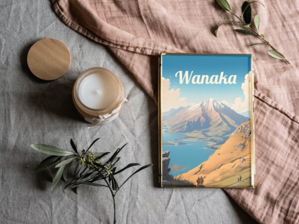 Poster Wanaka lake print Otago New Zealand Travel Poster Scenic Lake Views Art Print Wall Decor Adventure Gifts