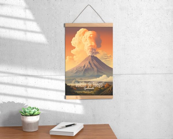 Poster Fuego Volcano print Guatemala Travel Poster Scenic Nature Art Print Volcano Wall Decor Adventure Gifts