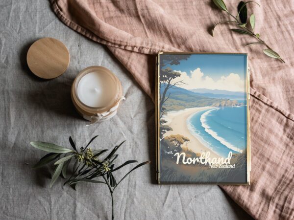 Poster Northland Beach print Northland New Zealand Travel Poster Scenic Coastal Views Art Print Nature Wall Decor Adventure Gifts