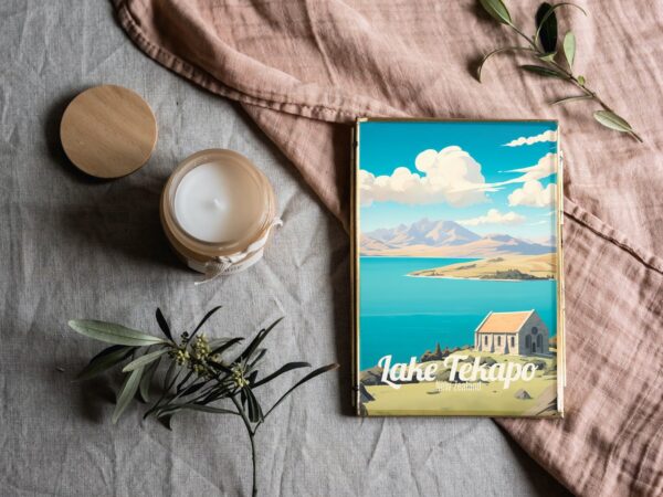 Poster Lake Tekapo print Canterbury New Zealand Travel Poster Scenic Night Sky Art Print Nature Wall Decor Adventure Gifts