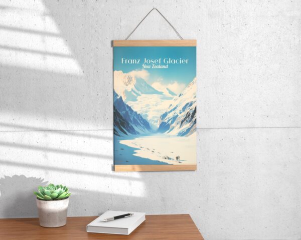 Poster Franz Josef Glacier print West Coast New Zealand Travel Poster Scenic Glacier Art Print NZ Wall Decor Adventure Nature Gifts