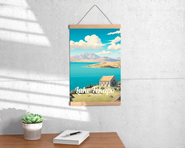 Poster Lake Tekapo print Canterbury New Zealand Travel Poster Scenic Night Sky Art Print Nature Wall Decor Adventure Gifts