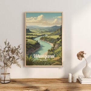 Poster Whanganui print Whanganui New Zealand Travel Poster Scenic River Views Art Print Wall Decor Adventure Gifts