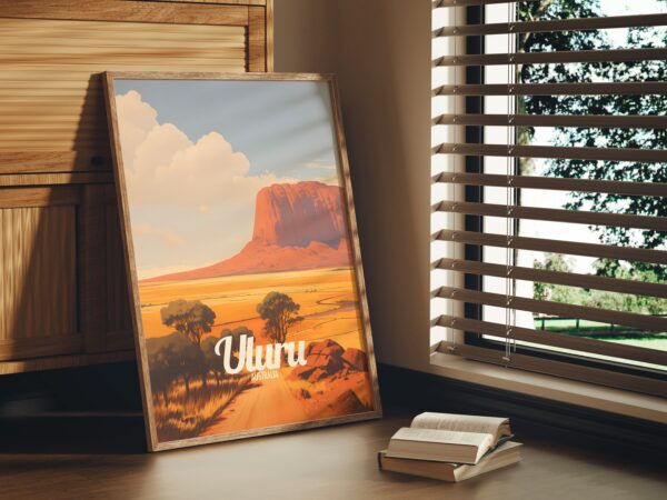 Poster Uluru print Northern Territory Australia Travel Poster Scenic Desert Views Art Print Nature Wall Decor Adventure Gifts