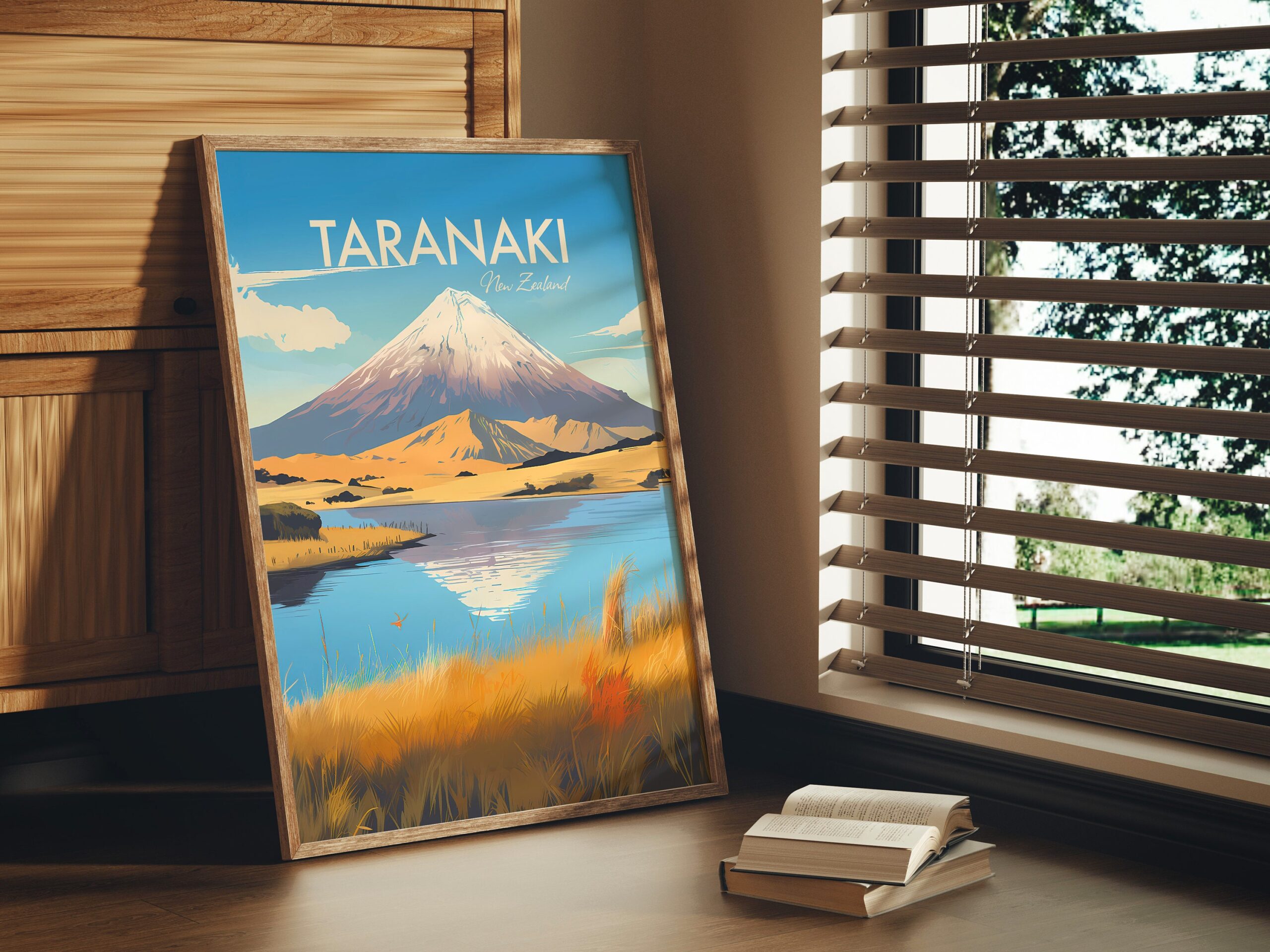 Poster Taranaki print Taranaki New Zealand Travel Poster Scenic Mountain Views Art Print Nature Wall Decor Adventure Gifts