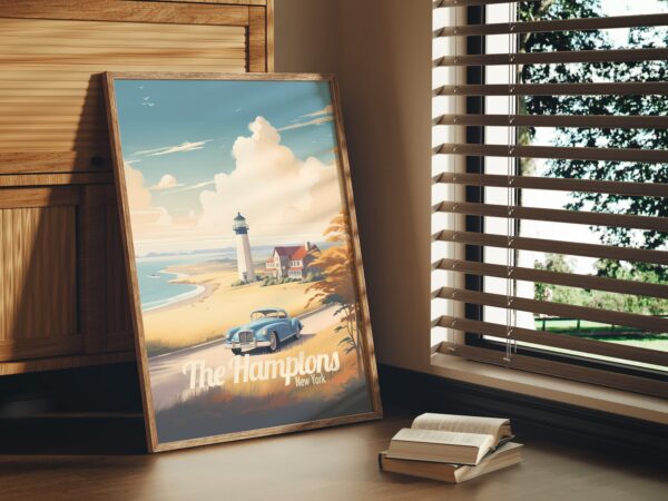 Poster The Hamptons print New York Travel Poster Scenic Coastal Views Art Print Nature Wall Decor Adventure Gifts