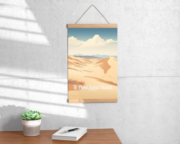 Poster Te Paki Sand Dunes print Northland New Zealand Travel Poster Scenic Coastal Views Art Print Wall Decor Adventure Gifts