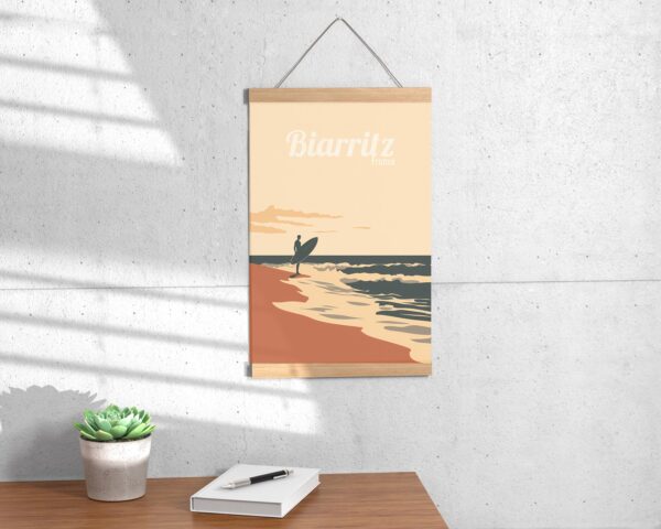 Print Biarritz Poster France Surf Waves Beachside Sunsets Wall Decor Atlantic Coast Art Print Bay of Biscay French Basque Coast Landes