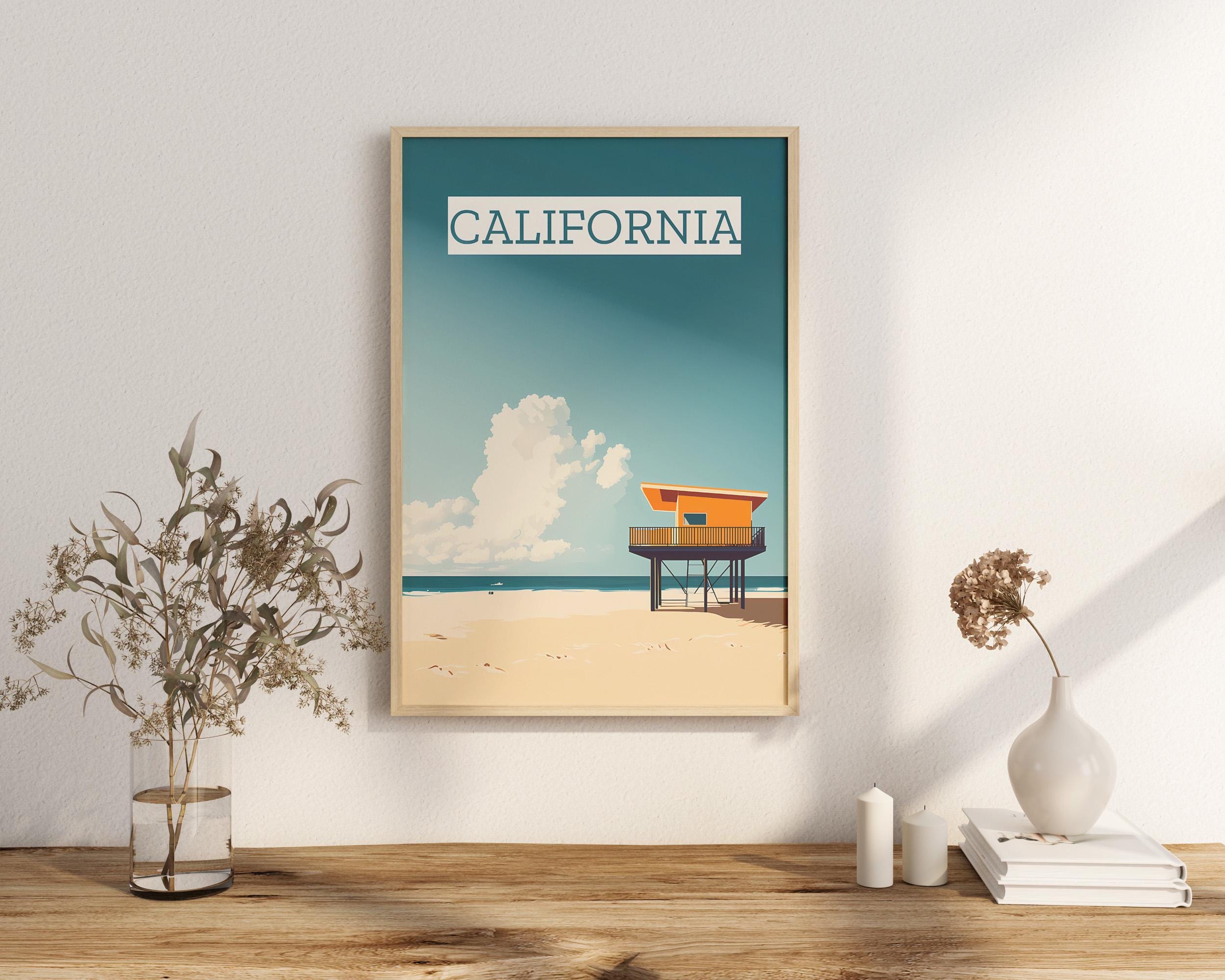 Print California Coast Poster Sunset Waves Wall Decor Coastal Road Trip Pacific Ocean Art Print USA Travel Adventure Surf Beach print States