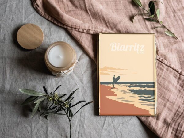 Print Biarritz Poster France Surf Waves Beachside Sunsets Wall Decor Atlantic Coast Art Print Bay of Biscay French Basque Coast Landes