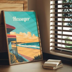 Print Hossegor Poster France Surfing Paradise Wall Decor Beach Waves Art Print French Atlantic Coast Surf Town print surf poster cap breton