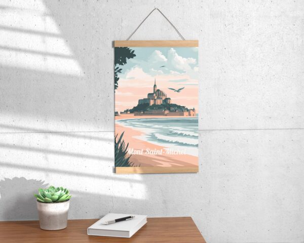 Print Mont Saint-Michel Poster France Island Abbey Wall Decor Scenic Tides Art Print Normandy Coast French Landmark Bretagne