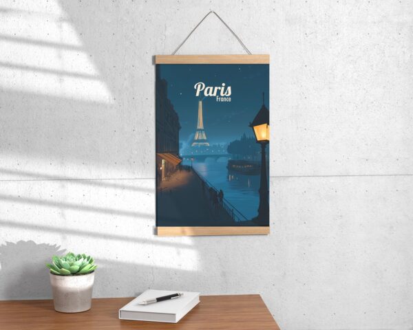 Print Paris Eiffel Tower Poster France Night Lights Wall Decor Romantic Cityscape Art Print Seine River Europe Boat print