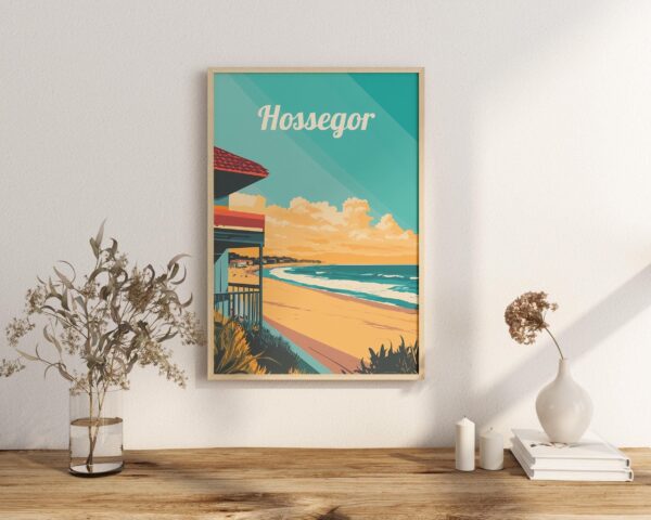 Print Hossegor Poster France Surfing Paradise Wall Decor Beach Waves Art Print French Atlantic Coast Surf Town print surf poster cap breton