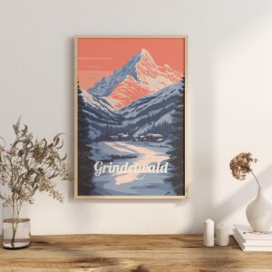 Print Grindelwald Poster Switzerland Alpine Peaks Wall Decor Swiss Alps Adventure Art Print Jungfrau Region Eiger Mountains