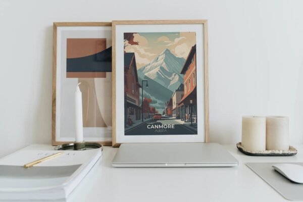 Print Canmore, Alberta Poster Alberta Mountain Climbing Alberta Poster Hiking Trails Wall Decor Adventure Basecamp Art Print Canada