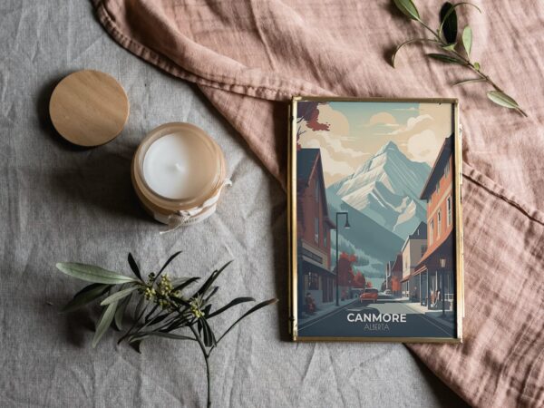 Print Canmore, Alberta Poster Alberta Mountain Climbing Alberta Poster Hiking Trails Wall Decor Adventure Basecamp Art Print Canada