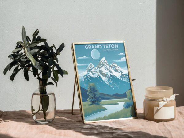 Print Grand Teton National Park Poster Wyoming National Park Wyoming Poster Mountain Peaks Wall Decor Majestic Range Art Print USA